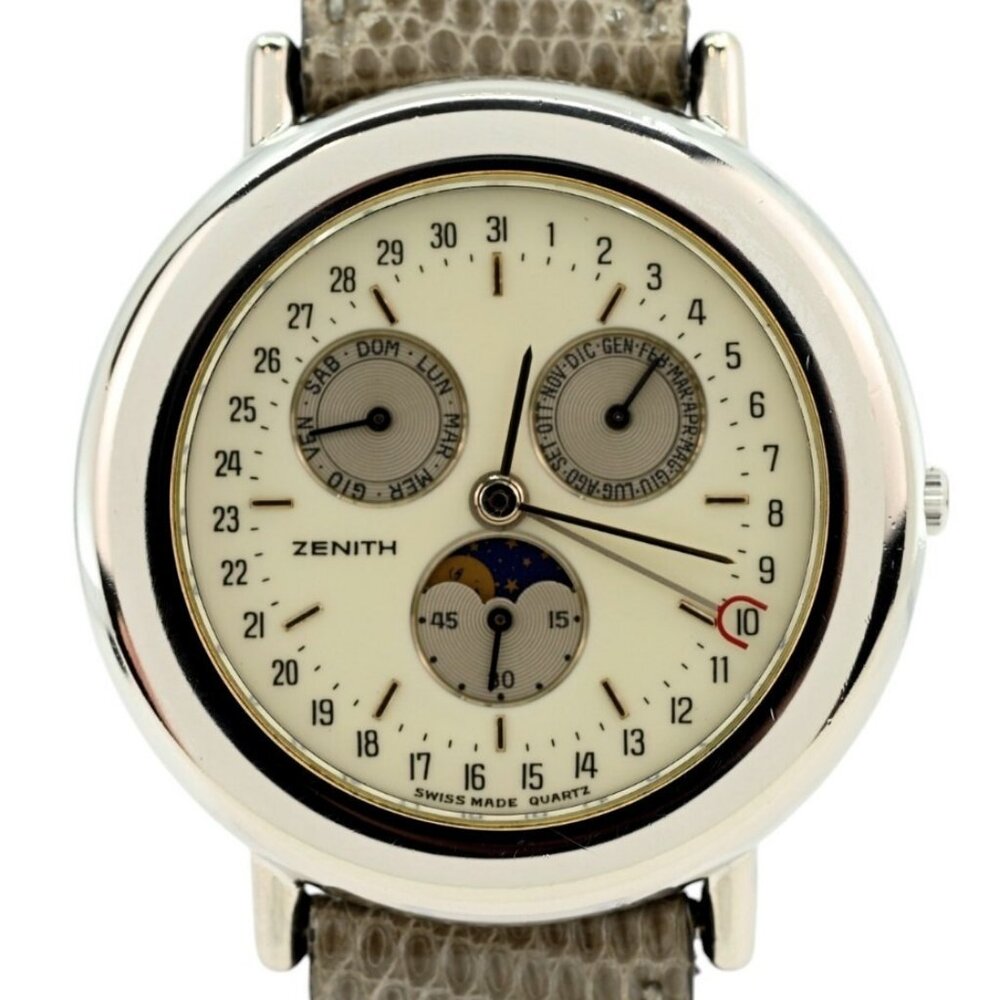 Rare Vintage Men's Zenith 35mm Triple Calendar Monophase Watch Ref: 11.0010.393!